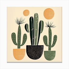 Rizwanakhan Simple Abstract Cactus Non Uniform Shapes Petrol 90 Canvas Print
