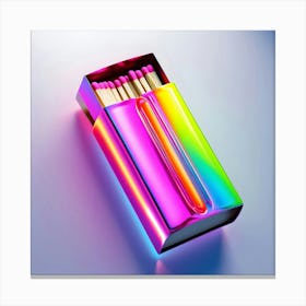 A Highly Bright, Intricately Detailed Matchbox, Rendered In Vibrant, Electric 3d Neon Colors, Such As Radiant Pink, Luminescent Green, And Fiery Blue, With A Glossy, Reflective Finish, Showcasing Subtle Gradients And Dimensions (2) Canvas Print