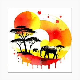 African Elephants Canvas Print