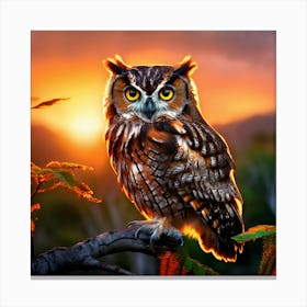 Watercolour New Zealand Morepork Owl Earthy Tones Canvas Print