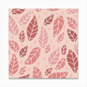 Soft pastel pink leaves Canvas Print