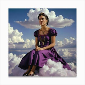 Frida Kahlo on the Clouds Canvas Print