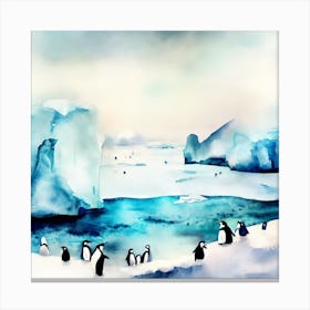 Penguins On The Ice, Antarctica 2 Canvas Print