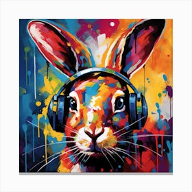 Rabbit With Headphones 1 Canvas Print