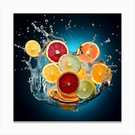 Oranges Splashing Water Canvas Print