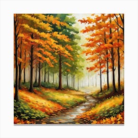 Forest In Autumn In Minimalist Style Square Composition 339 Canvas Print