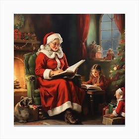 Santa Reading To Children 1 Canvas Print