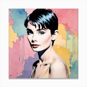 Stunning Audrey Hepburn In Watercolor Canvas Print