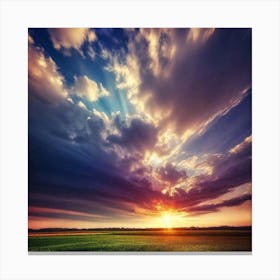 Sunset Over A Field 17 Canvas Print