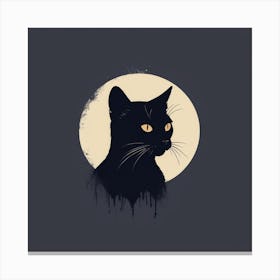 Black Cat In The Moonlight Canvas Print