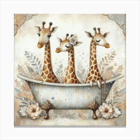 Giraffe Oasis: A Tub with a View Canvas Print