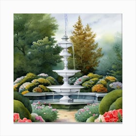 Fountain In The Garden 6 Canvas Print