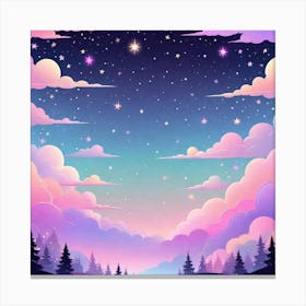 Sky With Twinkling Stars In Pastel Colors Square Composition 27 Canvas Print