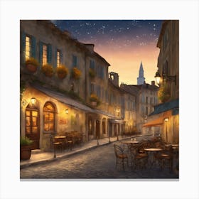Street Scene At Night Canvas Print