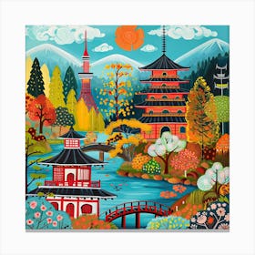 Kids Travel Illustration Japan 2 Canvas Print