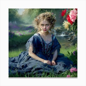 Girl In A Blue Dress 6 Canvas Print