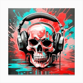 Skull With Headphones 8 Canvas Print