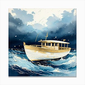 Boat In The Storm Canvas Print