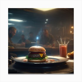 Burger In Space 33 Canvas Print