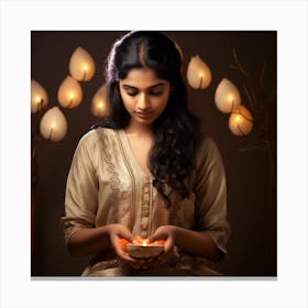 Indian Women In Diwali Canvas Print