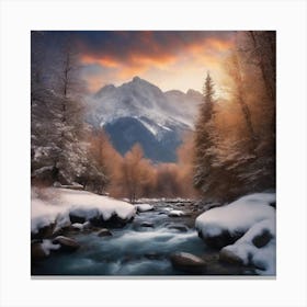 Sunset In The Mountains Canvas Print