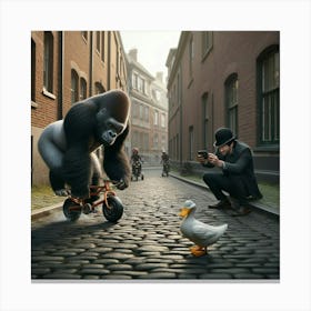 Gorilla On A Bicycle Canvas Print