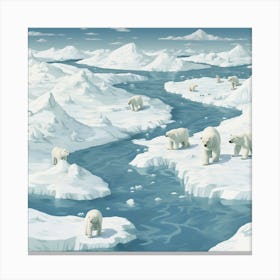 Polar Bears In The Arctic Canvas Print