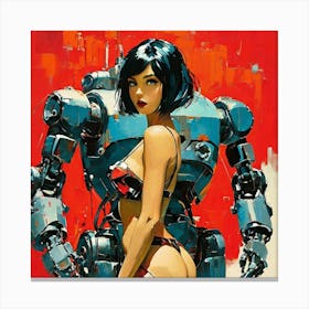 Girl With A Robot Canvas Print