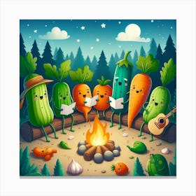 Campfire With Vegetables 1 Canvas Print