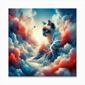 Siamese Cat In The Clouds Canvas Print