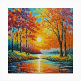 Sunset By The River 1 Canvas Print