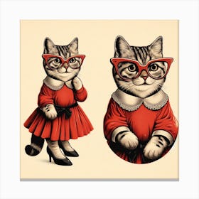Cat In Red Dress 1 Canvas Print