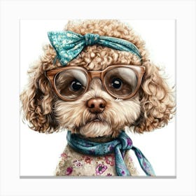 Poodle With Glasses 6 Canvas Print