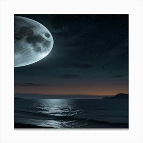 Moon Over The Ocean Canvas Print