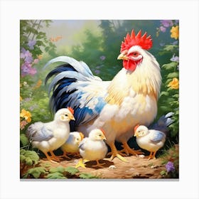 Rooster Family Canvas Print