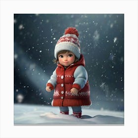 Little Girl In The Snow 1 Canvas Print