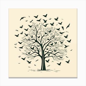 Bird and Trees Drawing Canvas Print