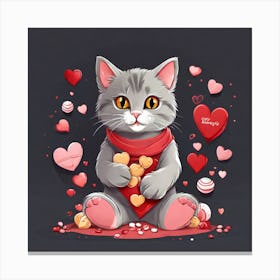 Valentine Cat Canvas Print