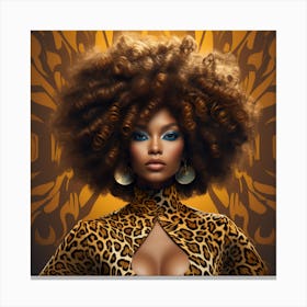 Afro Girl In Leopard Print 1 Canvas Print