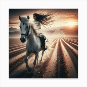 Girl Riding A Horse 7 Canvas Print