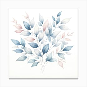 Watercolor Leaves On A White Background 1 Canvas Print