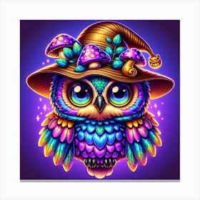 Magical Owl with Hat halloween Canvas Print