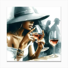 Woman Drinking Wine 4 Canvas Print