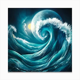 Ocean Wave At Night Canvas Print