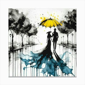 Silhouette of a woman and a man 3 Canvas Print