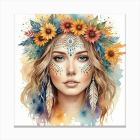 Girl With Feathers 2 Canvas Print