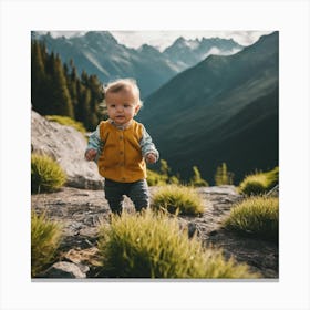 Baby Boy In The Mountains Canvas Print