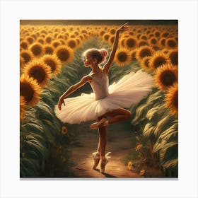 Ballerina In Sunflower Field Canvas Print