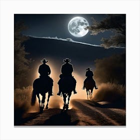 Cowboys At Night 1 Canvas Print