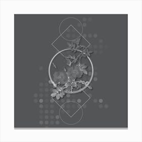 Vintage Yellow Sweetbriar Roses Botanical with Line Motif and Dot Pattern in Ghost Gray n.0017 Canvas Print